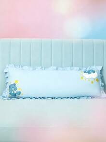 SHEIN X Care Bears 1 Funda de almohada decorativa de encaje con diseño de dibujos animados, funda de almohada rosa, material transpirable y suave, cómoda y cálida, lavable a máquina, variedad de tamaños para elegir, adecuada para diferentes almohadas, buen regalo - Azul - Ver 6