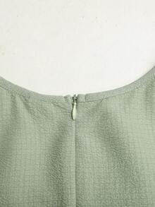 SHEIN Vestido corto de manga corta elegante tejido verde para niñas preadolescentes - Verde - Ver 4