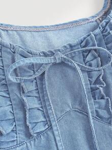 SHEIN Tween Girls Bow Denim Dress - Light Wash - View 2