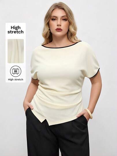 Maija Áo kiểu nữ cỡ lớn thời trang xuân hè 2026 phong cách tối giản thanh lịch kiểu Pháp thường ngày, xếp ly eo, không nhăn, tôn dáng, đa năng.