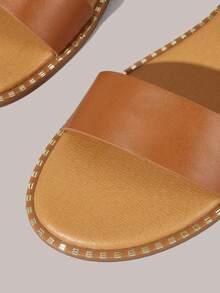 Styleloop Dép xăng đan đế bằng thời trang mới mùa xuân hè dành cho nữ, chất liệu mềm mại, dễ phối đồ, dép xăng đan hở mũi thoải mái đi biển. - màu nâu - Xem 5