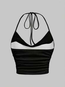 SHEIN EZwear Áo cánh bó sát cổ bẻ họa tiết hoa hồng tối giản giản dị, đa năng cho mùa hè - Nhiều màu - Xem 2