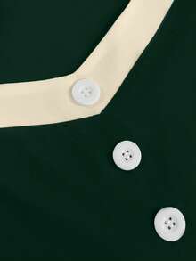 GlowEve CURVE Đầm xòe eo khoét rỗng thanh lịch dành cho nữ cỡ lớn, thích hợp cho mùa hè. - Màu xanh lá cây đậm - Xem 3
