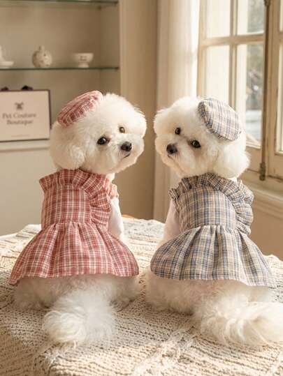 PETSIN 狗狗服装、猫咪服装、动物裙装、宠物春夏新品系列、幼犬连衣裙、公主风百搭连衣裙、条纹印花、小型动物服装、清凉防晒霜