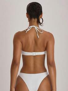 Musera Resort Bas de bikini cheeky à jambes hautes. Maillot de bain de base pour les vacances, les voyages d'été et la plage. Couleur unie. Tenue de villégiature essentielle - Blanc - Voir 4