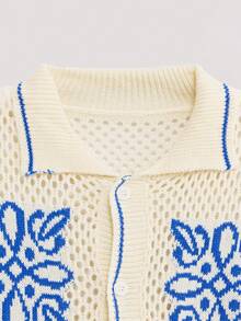 Áo polo dệt kim rộng rãi, thoáng khí, phong cách đường phố unisex, thích hợp cho mùa xuân và mùa hè. - Màu be - Xem 4