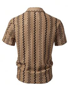 Manfinity Homme Áo sơ mi nam tay ngắn kẻ sọc, chất liệu vải dệt họa tiết, cỡ tiêu chuẩn, thích hợp làm quà tặng cho bạn trai. - Nhiều màu - Xem 2