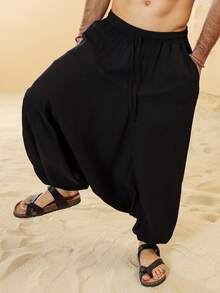 VENTUSAIL Men's Mature Casual Baggy Design Pants - Black - View 4