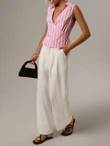 SHEIN Forever 21 Women Sleeveless Casual Simple Top, Fashionable For Daily Wear - Pink - View 3