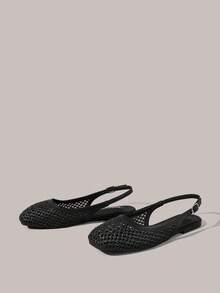 Styleloop 女士鞋履 假日风草编平底鞋 假日风穿搭 波西米亚风 美式复古风 西部风 音乐节穿搭 派对穿搭 平底女鞋 - 黑色 - 查看 2