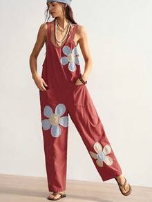 Bohemela Women's Floral Print Pocket Casual Jumpsuit For Daily Wear - Multicolor - View 5