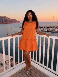 Slaydiva Lễ hội âm nhạc Xuân/Hè 2026, Lễ Phục Sinh, Ngày Thánh Patrick, Phong cách miền Tây, Phong cách du mục, Tiệc sinh nhật, Lễ tốt nghiệp, Khuôn viên trường, Sinh viên, Trang phục thường ngày, Dễ phối đồ, Giải trí, Du lịch tàu biển, Bãi biển, Tắm nắng, Phong cách thịnh hành, Thời trang đường phố, Khách dự đám cưới phong cách Boho, Đi làm, Ăn sáng muộn, Phong cách tối giản dễ phối đồ, Thời trang đường phố Y2K ngọt ngào, Bán chạy, Hẹn hò hàng ngày, Sân bay - Đầm chữ A dáng rộng xếp ly - Màu cam - trái cam - Xem 4