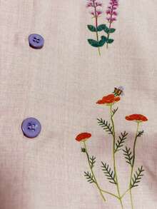 EMERY ROSE 春夏新款艺术法式甜美碎花荷叶边无袖上衣独特华丽优雅吊带衫 - 粉色 - 查看 6