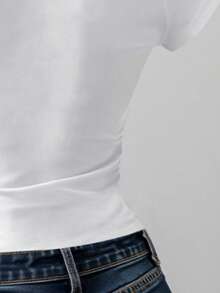 SHEIN 音符图案上衣、中国风上衣、印花上衣、系带T恤、二合一上衣、夏季服装、女装、女士上衣、休闲背心、时尚上衣、街头风上衣、街头风女装、Y2K上衣、Y2K服装、复古上衣 - 彩色 - 查看 4