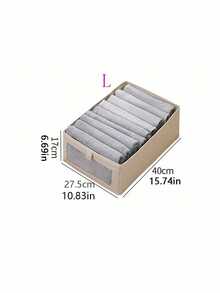 1 pieza de bolsa de almacenamiento plegable para ropa y mantas, caja de almacenamiento con ventana transparente y asa, cesta de almacenamiento de lino plegable reforzada, la tela se puede colocar en el estante de almacenamiento del armario, caja de almacenamiento de ropa grande para el dormitorio, armario - Beis - Ver 9
