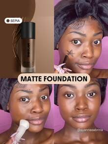 SHEGLAM Complexion Pro 持久透氣霧麵粉底液-棕褐色霧面防汗粉底液控油全面遮瑕無孔遮瑕防水無瑕不褪色輕盈液體粉底液 - Sepia - 查看 2