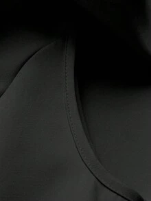 SHEIN PETITE 女士优雅法式圆领收腰连体裤，收腰显瘦，休闲黑色，适合娇小身材 - 黑色 - 查看 3