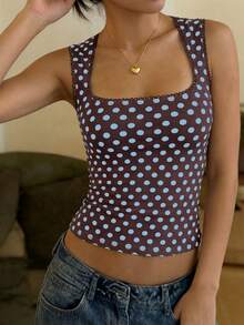 INAWLY Solva Atasan Kasual Wanita Motif Polkadot, Musim Panas - MultiWarna - View 4
