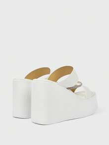 Sugerpunk Women's Fashion Platform Wedge Sandals, Summer - White - View 4