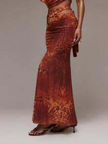 MUSERA Chân váy maxi dáng suông cạp thấp, chất liệu chiffon họa tiết da báo, thích hợp cho mùa xuân hè, lễ hội Ibiza, kỳ nghỉ, du lịch, dễ thương, gợi cảm, phong cách Y2K, đi chơi đêm, câu lạc bộ, nhiệt đới, quyến rũ. - Nhiều màu - Xem 3