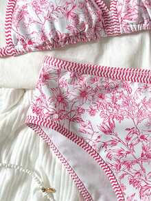 SHEIN Tween Girl Ditsy Floral Swimwear Set, Summer Beach Vacation - Pink - View 5