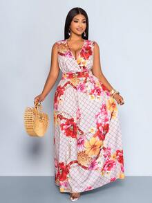 SOLERSUN Além disso, o vestido Plus Size Feminino com estampa retrô vibrante, decote halter nas costas, decote em V profundo e silhueta em A é perfeito para ocasiões como festivais de música, Páscoa, Nashville, temas boêmios, aniversários, formaturas, uso diário, férias, cruzeiros, praias e banhos de sol. - Rosa - Ver 7