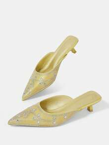 CUCCOO HITCHD 女士尖头闪钻金色宴会优雅气质约会鞋及高跟鞋 - 金色 - 查看 12