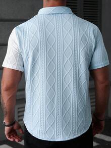 Manfinity CasualCool Men's Color Block Single-Breasted Casual Versatile Commute Short Sleeve Shirt - Multicolor - View 2