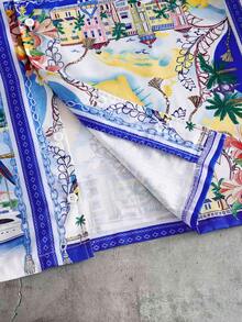 AXEPEAK 男士印花单排扣短袖休闲衬衫 - 彩色 - 查看 6