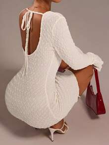 SHEIN Forever 21 休闲女装/夏装/海滩连衣裙/夏装/茶会连衣裙/海滩度假服装/曲线沙滩装/夏装/海滩度假服装/白色短裙 - 白色 - 查看 1