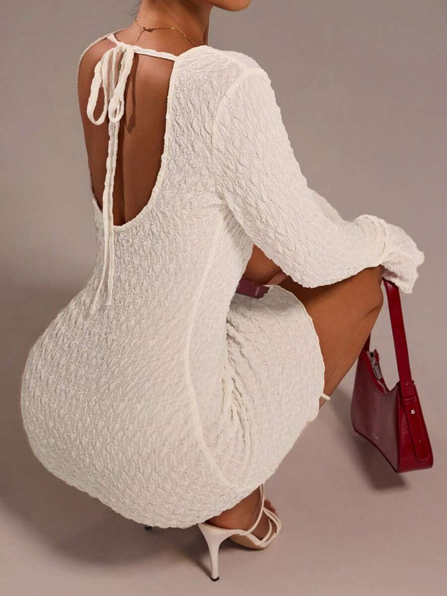 SHEIN Forever 21 休闲女装/夏装/海滩连衣裙/夏装/茶会连衣裙/海滩度假服装/曲线沙滩装/夏装/海滩度假服装/白色短裙 - 白色 - 查看 1