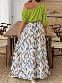 Weeklong Vestido floral con hombro asimétrico para mujer de talla grande para vacaciones - Multicolor - Ver 2
