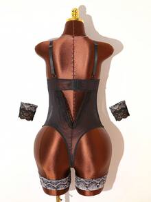 Fantasy Costume Fantasy Costume 3 قطع مجموعة ملابس داخلية جذابة مزينة بالدانتيل للمقاسات الكبيرة - متعدد الألوان - مشاهدة 7