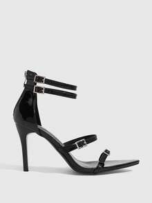 CUCCOO SZL 女士夏季新款尖头漆皮性感派对高跟凉鞋 - 黑色 - 查看 2