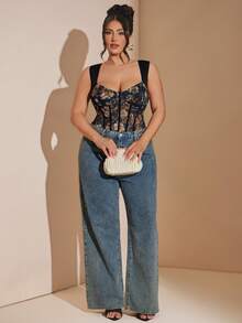 SHEIN BAE 大码女式印花性感百搭衬衫，适合约会和外出穿着 - 彩色 - 查看 3