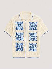 Áo polo dệt kim rộng rãi, thoáng khí, phong cách đường phố unisex, thích hợp cho mùa xuân và mùa hè. - Màu be - Xem 1