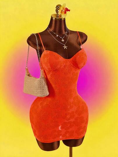 Amplova Đầm mini ôm sát cơ thể cổ thấp, chất liệu vải họa tiết hoa đầy màu sắc, mới lạ, thích hợp cho kỳ nghỉ của phụ nữ.