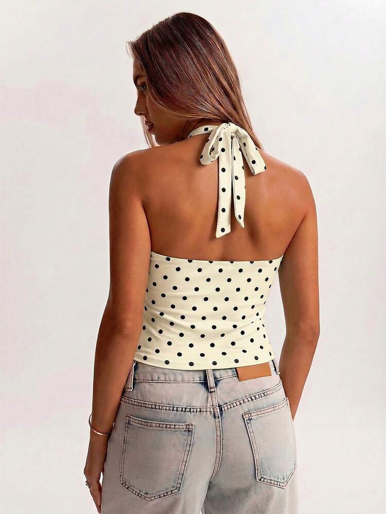 SHEIN BAE Áo tank top dáng suông cổ bèo màu nâu, chất liệu lưới, thích hợp mặc đi phố, đi làm, dạo phố, hẹn hò, tụ họp bạn bè, đi nghỉ mát ở Ý, và nhiều dịp khác. - Màu be - Xem 2
