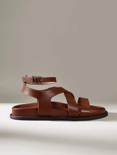 Solecia 女鞋 时尚棕色舒适平底沙滩鞋