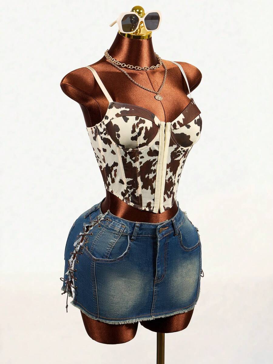 Mistrie 2026 Spring/Summer Leopard Print Button Strap Tank Top For Women - Apricot - View 1
