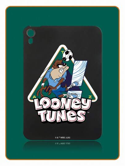 LOONEY TUNES X SHEIN 1pc Looney Tunes Taz Tasmanian Devil Football IPad Case, Black Soft TPU Shockproof Tablet Cover, Retro American Sports Style, Cute Cartoon Kick Pattern, Perfect For Birthday Graduation Gift, Daily Study Use For Students Anime Fans, Compatible With IPad Cases, Phone Accessories, Quick Ship
