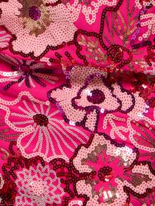 MUSERA Đầm ngắn cổ yếm khoét sâu đính sequin hoa, thích hợp cho mùa xuân hè, kỳ nghỉ, buổi tối đi chơi, dịp đặc biệt, Golden Sands. - Màu đỏ tím - Xem 6
