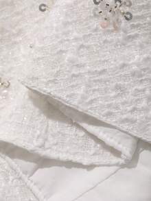 DAZY Áo khoác vest mùa hè thanh lịch dành cho nữ, kiểu dáng thắt eo, cổ yếm, hở lưng, đính sequin và thêu họa tiết, thích hợp buộc dây, chất liệu cao cấp. - trắng - Xem 7