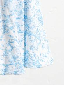 小女孩甜美可爱连衣裙，饰有3D蝴蝶结，吊带腰身，灯笼裙摆，儿童夏季休闲假日时尚款 - 藍色 - 查看 4