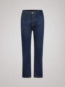 Officeau Men's Stretch Slim Straight Leg Business Casual Jeans, Slant Pocket Design, Versatile For Daily Wear - Blue - View 1