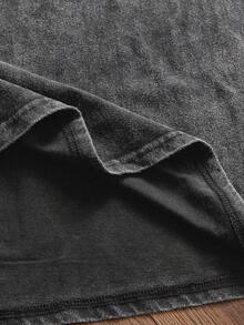 SWAVVY Men's Standard Size Spring/Autumn Casual Long Sleeve T-Shirt, Black Color Block & Print, Round Neck - Black - View 5
