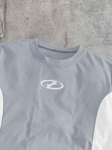 AXEPEAK Kaos Pria Lengan Pendek Leher Bulat Motif Geometris Kasual Serbaguna - Baby Blue - View 3