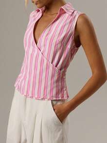 SHEIN Forever 21 Women Sleeveless Casual Simple Top, Fashionable For Daily Wear - Pink - View 5