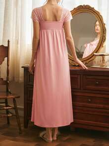 Côtesoire Elegant Lace Slip Dress For Women, Southern France Style - Dusty Pink - View 2