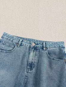Men Ripped Straight Leg Jeans - Light Wash - View 3